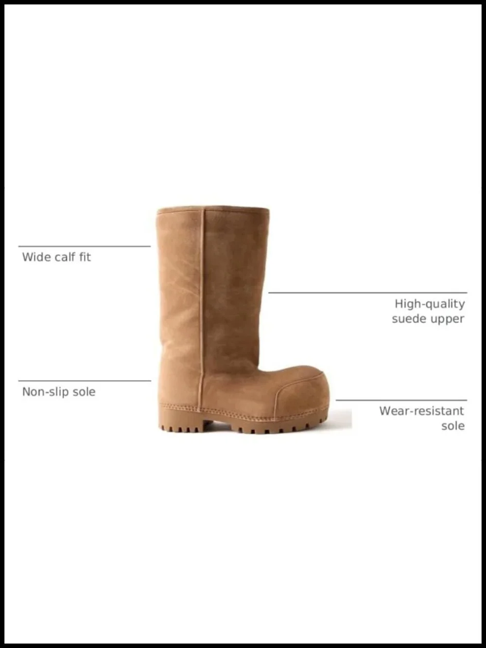 Women's Suede Knee High Snow Boots Chunky Heel Fur Lining